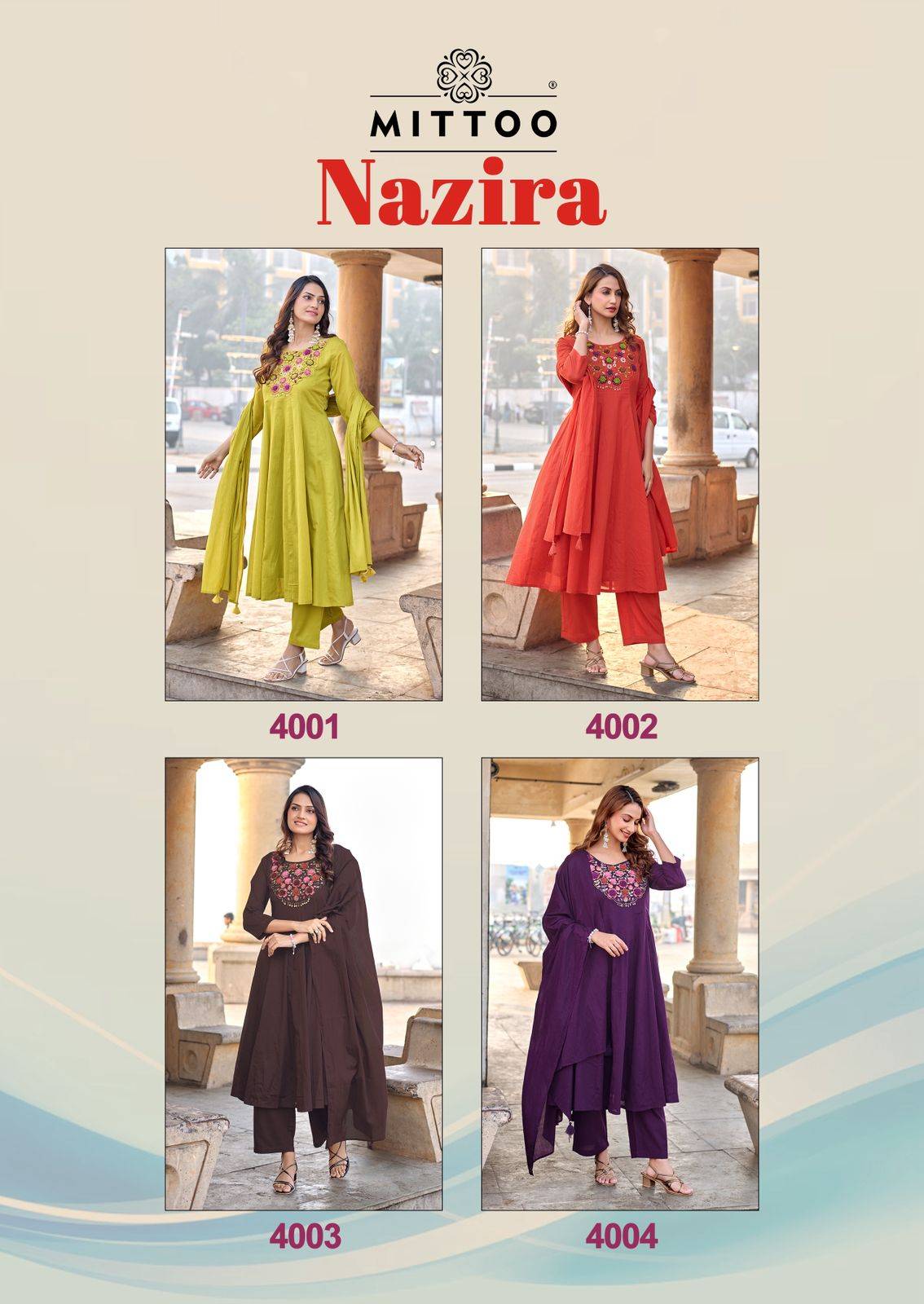 Nazira By MITTOO 4001 To 4004 Series Beautiful Festive Suits Colorful Stylish Fancy Mull cotton readymade dresses At Wholesale Price